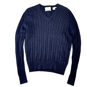 Chukka Navy Peruvian Alpaca V-Neck Sweater/ L